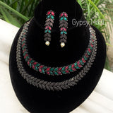 Double Layered Ruby & Emerald Necklace Set