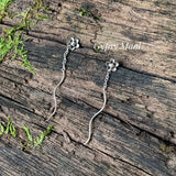 Silver Flower String Earrings