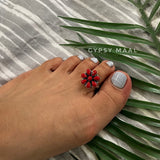 Coral Wildflower Toe Ring (Single)