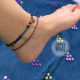 Blue Beads & Macrame Anklets