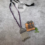 Violet & Silver Long Necklace & Earrings Set