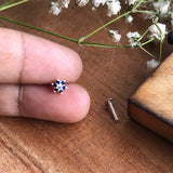 Small Blue & Zircon Flower Nose Pin