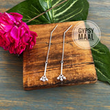 Dainty Silver Beads Needle & Thread Earrings
