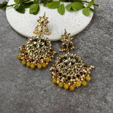 Yellow Kundan Earrings